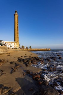 Lighthouse Faro de Maspalomas, Maspalomas, Gran Canaria, Canary Islands, Spain, Atlantic Ocean