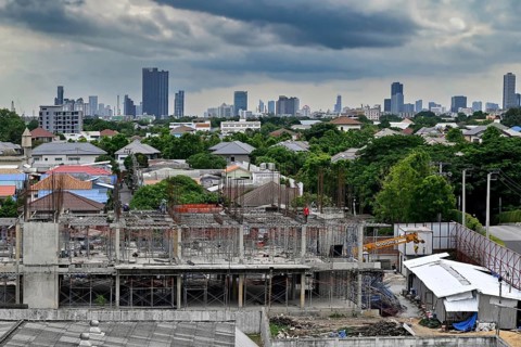 Skyline and residential buildings, Bangkok, Thailand