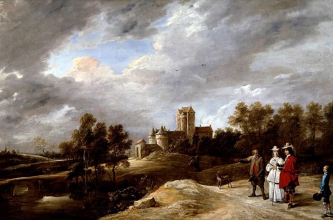 A castle and its owners, painting by David Teniers (baptised 15 December 1610 in Antwerp, died 25