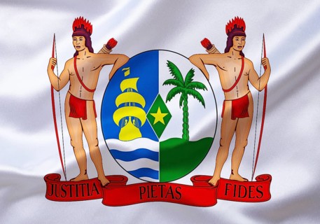 The coat of arms of Suriname, a small state in South America on the north-east coast, studio
