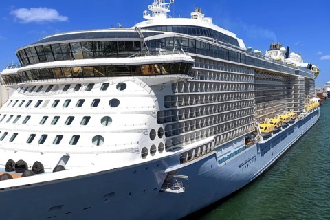 Luxury Cruise ship departing to Caribbean vacation from Fort Lauderdale port.