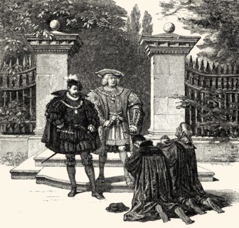 ACT III, SCENE I., a Garden at Augsburg, Emporer MAXIMILIAN, ADELBERT VON WEISLINGEN, two Merchants