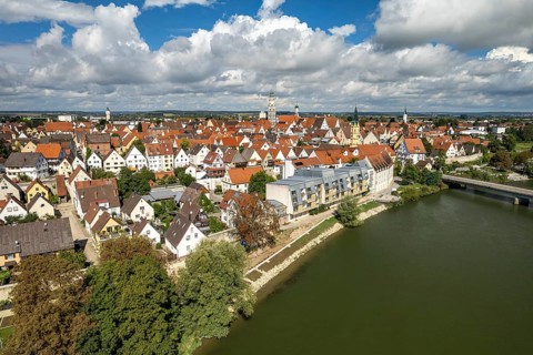 Aerial view of Lauingen an der Donau, Bavaria, Germany