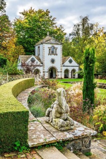 Autumn Colours over Bodnant House and Garden, Conwy River, Colwyn Bay, Conwy, Wales, UK