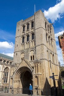 Norman tower, also known as the church gate, Bury St Edmunds, West Suffolk, England, Great Britain