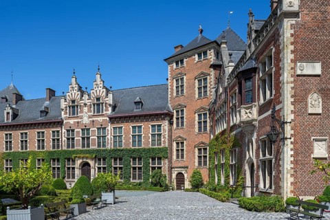 Kasteel van Gaasbeek courtyard, originally 13th century medieval fortified castle but renovated in