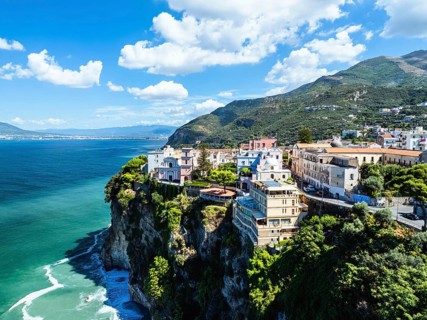 Vico Equense from a drone, Metropolitan City of Naples, Italy