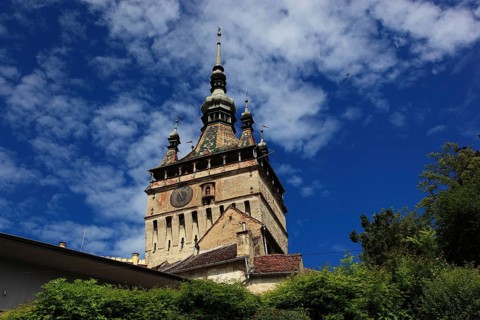 Romania, the hour tower, Turnul cu Ceas in the historic old town of Sighisoara, German Sighisoara,