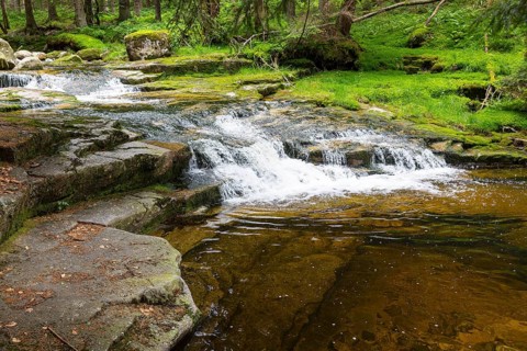 Mummelfall, Mummel waterfall near Harrachsdorf in the Giant Mountains, Czech Republic