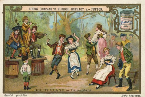Picture series Dances of the World, Peasant Dance from Germany, Liebig picture, digitally restored