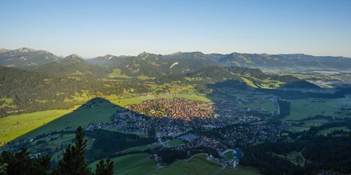 Panorama from Schattenberg to Oberstdorf, Allgäu Alps, Allgaeu, Bavaria, Germany