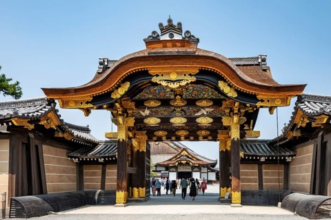 Kara-mon decorated gate, former imperial villa, Nijo Castle, Kyoto, Japan