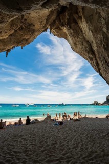 Cave and beach, Cala Luna, Gulf of Orosei National Park, Parco Nazionale del Gennargentu e del