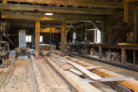 Hydroelectric sawmill in the Seiffen open-air museum, Erzgebirge, Saxony, Germany