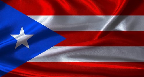 Puerto Rico flag with cloth textured background. National flag of Puerto Rico with realistic