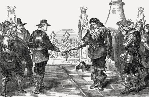 Surrender of Sir Robert Lumsden, English civil war, From British Battles on Land and Sea, by James