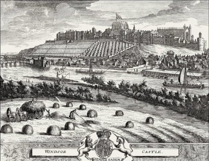 Windsor Castle, 1727, royal residence at Windsor, Berkshire, England, UK, after Pieter van der Aa