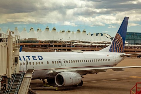 Denver, Colorado - A United Airlines jet at Denver International Airport