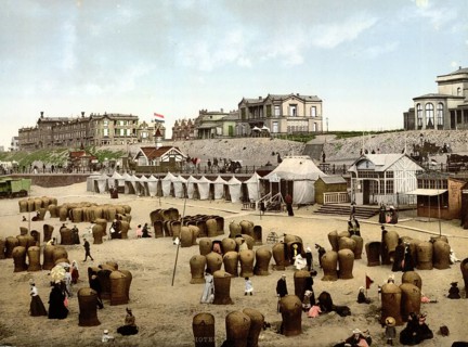 The beach and the hotels, Scheveningen, Holland, around 1895, Historical, digitally restored