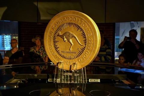One tonne gold coin, largest coin in the world, minted by The Perth Mint, Perth, Western Australia,