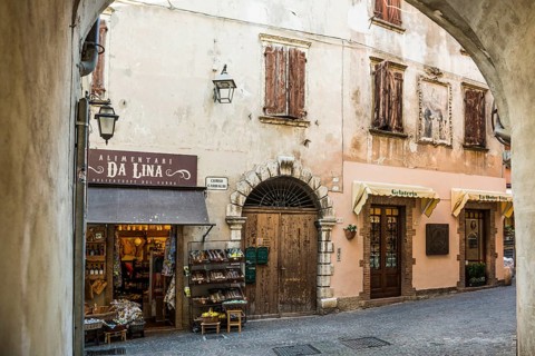 Picturesque alley, Malcesine, Lake Garda, Verona Province, Veneto region, Italy