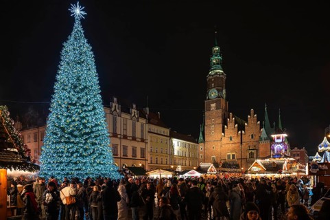 WROCLAW, POLAND, DECEMBER 6, 2024: Traditional Christmas fair called Jarmark Bozonarodzeniowy in