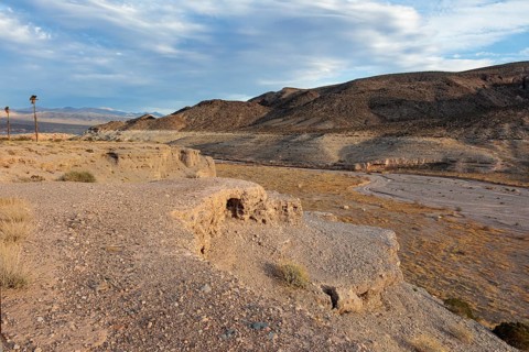 Echo wash drains into the Overton Arm of Lake Mead at Echo Bay, Nevada, USA