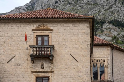 House facades of historic houses, Old Town, Unesco World Heritage Site, Kotor, Montenegro, Balkans