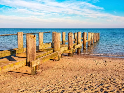 Old jetty on the beach of the Baltic Sea, Baltic resort Kühlungsborn, Mecklenburg-Western