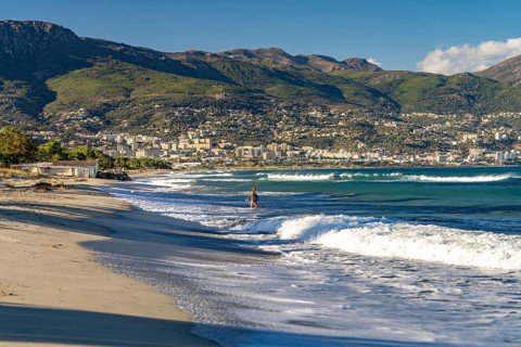 Lido de la Marana beach near Bastia, Corsica, France