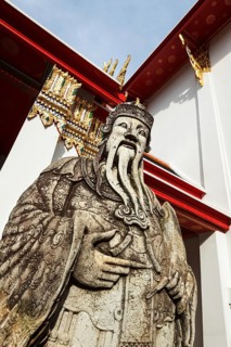 Wat Pho Chinese stone guardian, Bangkok, Thailand