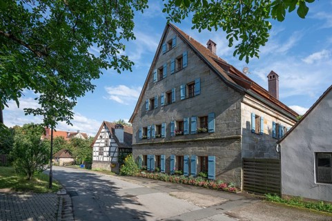 Historic Franconian sandstone house, Ödenberg, Middle Franconia, Bavaria, Germany