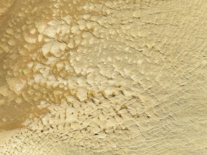 Sandy drifts at low tide at the Lago de la Gaviota (lake of the seagull). Aerial view. Drone shot.