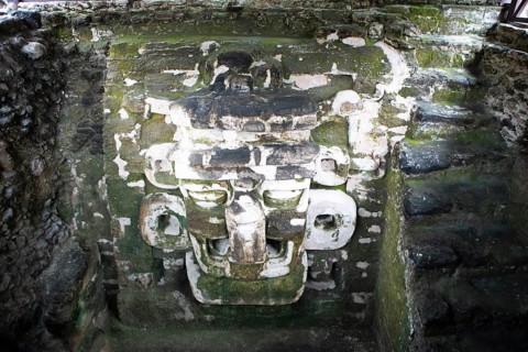 Head of a ruler in Tikal National Park, archaeological site, Petén Department, Guatemala