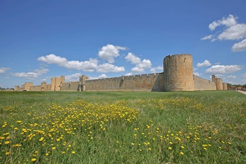 Historic town fortification with town gates, town wall, fortress, defence towers, town tower,