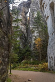 Path through the rocks at Adršpach-Teplice Rocks on a sunny day in autumn, Dolní Adršpach, 549 57