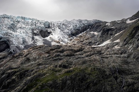 Glacier tongue, mountain landscape, Grindelwald-Fiescherfirn glacier, Bernese Alps, Bernese