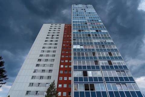 High-rise apartment buildings, Erlangen, Middle Franconia, Bavaria, Germany