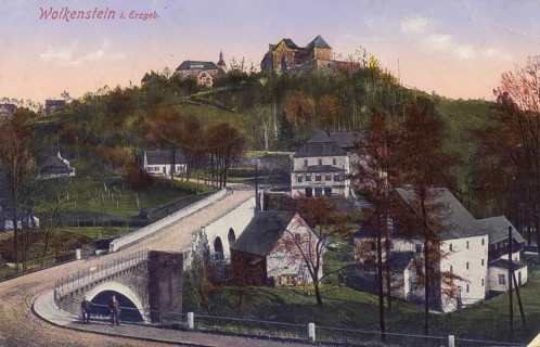 Historical postcard, picture postcard, Wolkenstein in the Erzgebirge, Saxony, Germany, digitally