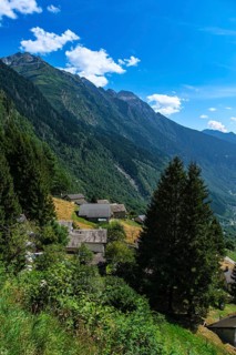 View over the Misox, or Valle Mesolcina, above Mesocco, Canton Graubünden, Switzerland