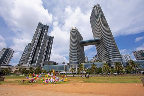 Colombo skyline, in front Galle Face Green, Colombo, Western Province, Sri Lanka