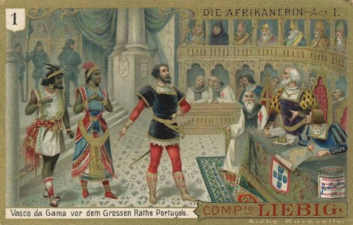 Picture series Vasco de Gama, The African Woman by Giacomo Meyerbeer, Vasco da Gama in front of the