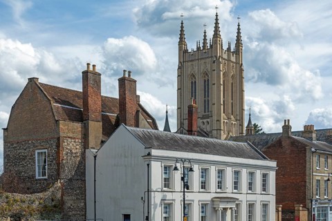St Edmundsbury Cathedral, Houses, Bury St Edmunds, West Suffolk, England, United Kingdom