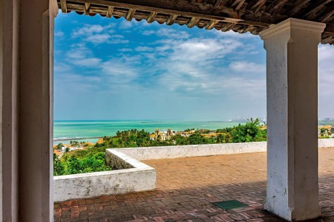 View of the city and the sea of Olinda in Pernambuco from the church courtyard at the top of the