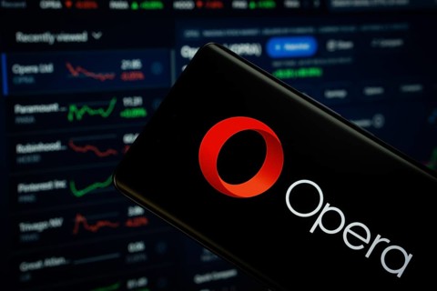 Dhaka, Bangladesh- 17 March 2025: opera logo is displayed on a smartphone screen, with a stock