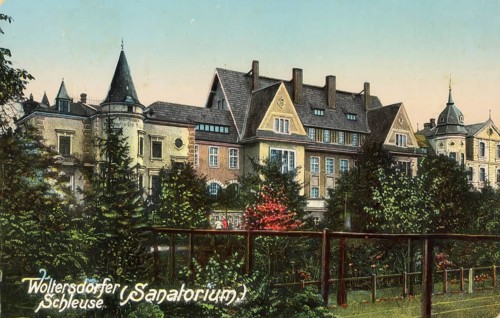 Historical postcard, picture postcard, Woltersdorfer Schleuse sanatorium, Brandenburg, Germany,