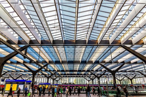 Rotterdam Centraal station, one of the most important train stations in the Netherlands centrally