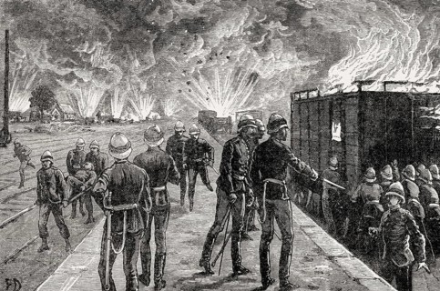 Explosion at Cairo Railway Station, British invasion in 1882, From British Battles on Land and Sea,