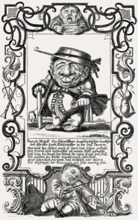 The dwarf Nutsch-Moloff, Cabinet of Dwarfs, Jacques Callot Resurrected, Antique Print, Augsburg,