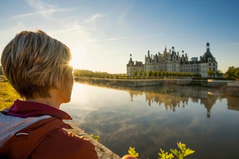 Chambord Castle, north façade, at sunrise, UNESCO World Heritage Site, Loire, Department Loire et